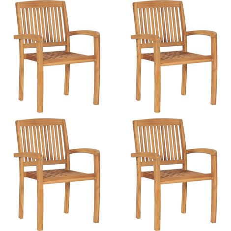 Maison Exclusive - Stapelbare Gartenstühle mit Kissen 4 Stk. Mass