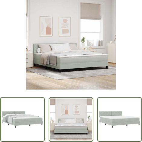 Samt -  Boxspringbett mit Matratze Hellgrau 180 x 200 cm Samt (1/5)