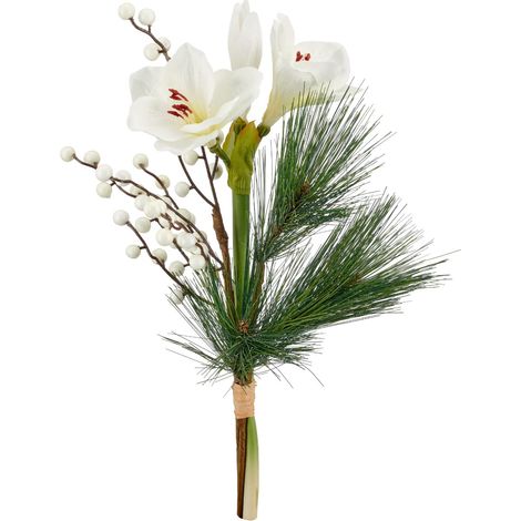 Gasper Strauß mit Amaryllis & Beeren 48 cm weiß - Kunstpflanze (1/2)