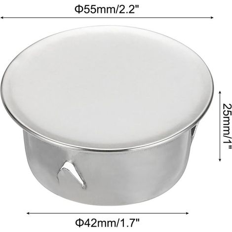 Bouchon pour Tuyau de Poêle 40mm à 50mm, Cache-trou de cheminée, Cache Tuyau, Couvercle De Trou De Cheminée,Bouchon Cheminée Perforé en Acier Inoxydable Ø 55 mm Profondeur 25mm, argent (1/4)