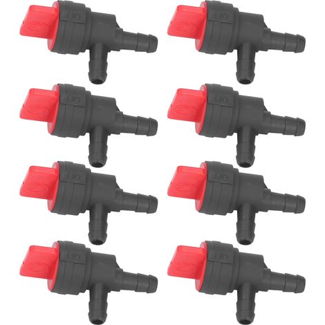 Lot de 8 vannes d'arrêt de carburant 1/4 po, vanne d'arrêt à 90 degrés, vanne à essence droite pour Stens, Oregon, MTD et Cub Cadet (1/5)
