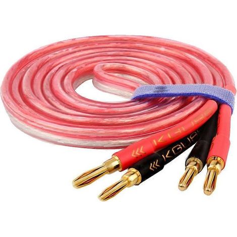 Câble Enceinte - Cuivre Sans Oxygène - Fiche Banane Plaquée Or - Pour Système Audio HiFi - 1 Mètre (1/5)