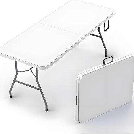 Table Pliante Exterieur 180CM Rectangulaire pour Jadin Camping,Pique-Nique (Blanc) (1/5)