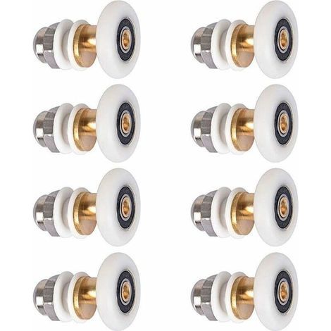 Roulette Porte Douche, Roulettes de Porte Coulissante Cabine de Douche Porte Poulies Roue de Rechange pour Rouleau avec Diamètre de Roues 27mm, 8 Pièces (1/5)