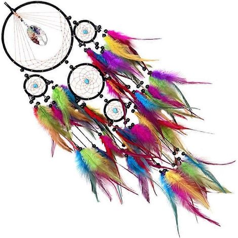 Attrape-rêves mural en pierre de cristal colorée avec plumes pour chambre (1/4)
