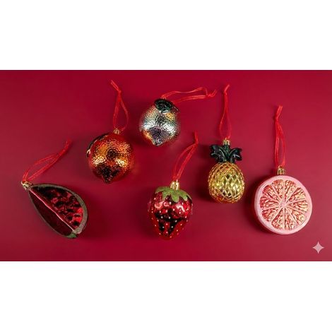 1 decorazione natalizia appendibile Frutta 9cm Multicolore Assortito