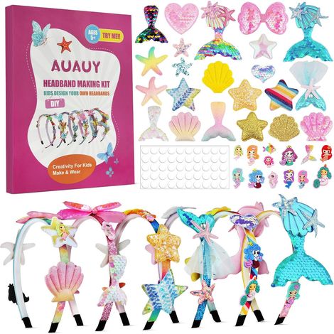 Bijoux Cheveux Sirène, Accessoire de Cheveux Diadème Kits  Kit de Fabrication de Bandeaux, Cadeaux de Kit Coiffure, Bricolage Cadeau pour 15+ Ans, Serre Tête pour anniversaire, fête (1/5)