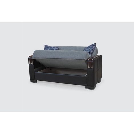 Malta Grey 2 Seater Ottoman Storage Sofa Bed with Cushions