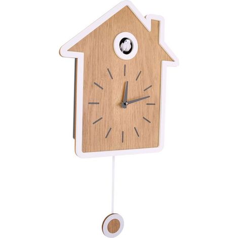 Cuckoo Clock Design, Simple Swing, Modern Nordic Style, Cuckoo Wall Clock for Home and Office Decoration, Batteries Not Included (White) (1/5)