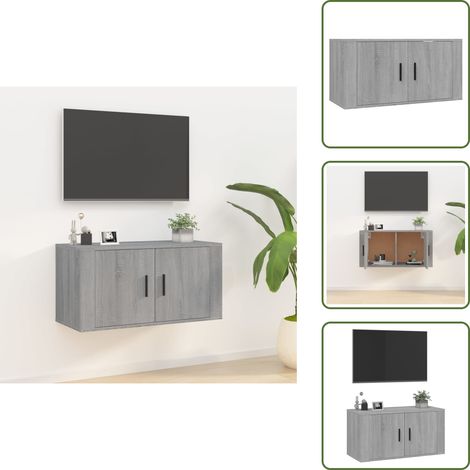 Meuble TV mural Sonoma gris 80x34,5x40 cm - Meuble Tv Mural - Meuble Tv Suspendu - Meuble Tv Moderne - Meuble Tv Design - Étagère Murale (1/5)