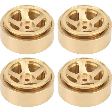 4 Roues Jantes RC Beadlock sans Adhésif Laiton pour Voiture FMS FCX24 1/18 1/24, Pièces Amélioration Or (1/5)