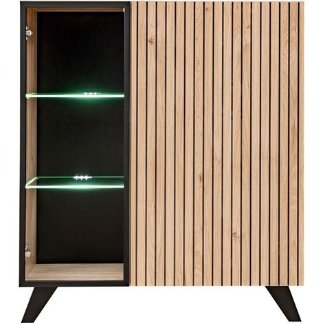 Niedrige Design-Vitrine NIELSEN – 2 Türen mit integrierter LED-Beleuchtung