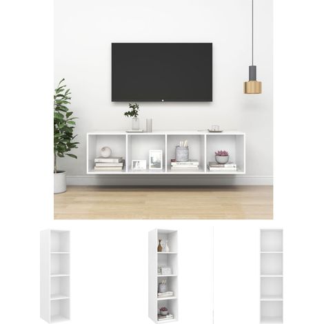 Schrank für HiFi - vidaXL TV-Wandschrank Weiß 37x37x142,5 cm Holzwerkstoff - Schrank für Medien (1/5)
