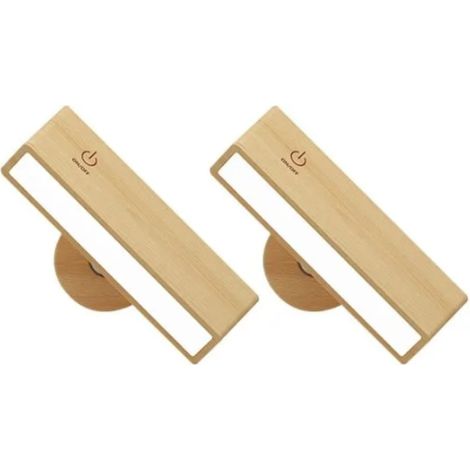 Lot de 2 Lampe de Chevet - Applique Murale Sans Fil - Rechargeable, Led, Bois - Lampe Murale Sans Fil, Lampe Murale Led Sans Fil (1/5)