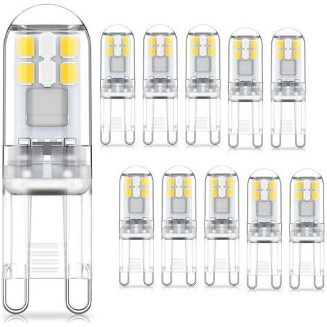 Ampoules LED G9 1.5W Équivalent à 20W Halogène Lumière Blanc Froid 6000K, AC 220-240V,Non Dimmables,Mini Ampoule à incandescence,Sans Scintillement,Paquet De 10dengyank
