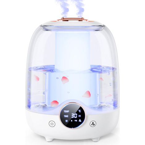 Humidificateur de 3 litres : autonomie de 30 heures, ultra-silencieux (20 dB), minuterie intelligente (2/4/8 heures). (1/5)