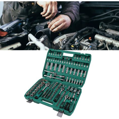 (Vidéo disponible) Coffret d'outils et de clés à cliquet pour l'entretien et la réparation automobile (boîte moulée par soufflage, couleur aléatoire) (Surdimensionné) (Surpoids) (1/5)
