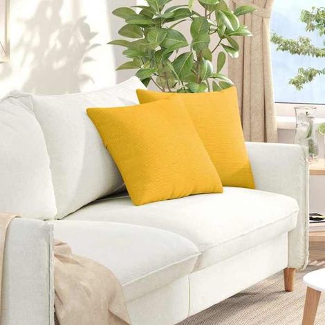 42013952 Coussins de canapé 2 pcs Jaune clair 45 x 45 cm (1/5)