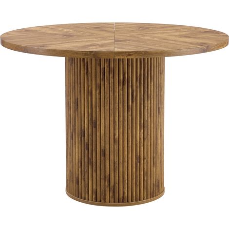 Table ronde à manger 4 à 6 places en MDF, plateau segmenté 100 cm, pieds cylindriques avec rangement et montage rapide – CHICFURN (1/5)