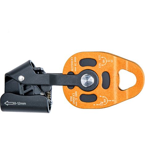Poulie de levage robuste 4 kN en aluminium, à pivot simple, pour câble et roue de levage. (1/4)