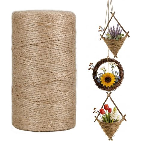 Ficelle Corde de Jute Ø 1.5mm200m String Ficelle Corde Jute Cordelette pour Bricolage Jardinage Entretien Emballage Arts créatifs (1/5)