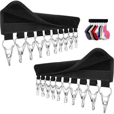 Organisateur de chapeaux de cintre, rack de casquettes, cintre multifonctionnel (2 paquets) (1/5)