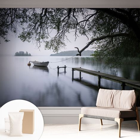 Papier peint intissé décoratif pour salon chambre et cuisine Facile à poser avec colle Lac paisible 312x219 cm (1/5)