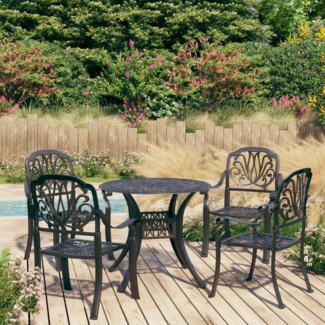 5-tlg. Bistro-Set Aluminiumguss Schwarz (1/5)