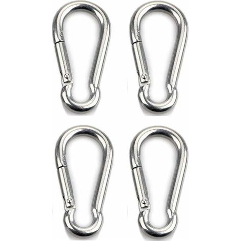 Mousqueton à fixation 4 pièces pour usage intensif, sports, chiens de verrouillage, hamac à balançoire, acier inoxydable 304, épaisseur 8 mm (1/3)