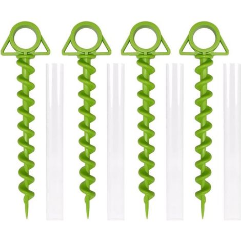4 estacas de plástico para tiendas de campaña, Estacas robustas con tubo de plástico, Accesorios para tiendas de campaña y toldos impermeables (1/5)
