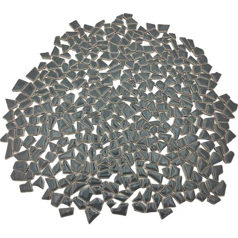 Irregular Ceramic Mosaic Tiles 0.5 x 2 cm Small Pieces Mosaic Tiles for DIY Craft Wall Decor (Gray) (1/5)