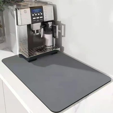 Tapis de séchage vaisselle super absorbant en nanofibres à séchage rapide, tapis égouttoir lavable en machine pour cuisine 40 x 30 cm (gris) - OUYLAF (1/5)