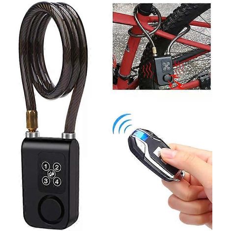 HONORNIC - Antivol de sécurité pour vélo avec télécommande sans fil, alarme de vibration, antivol à code pour moto électrique, antivol à chaîne pour vélo, accès vélo