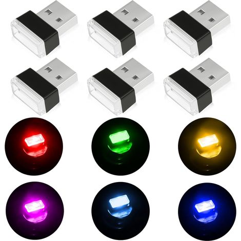 USB-Autoinnenraumbeleuchtung, 6 Stück bunte Mini-LED-USB-, 5V Universal-LED-Ambientebeleuchtung für Autos, Laptops und Powerbanks (1/5)