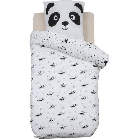 Ensemble de literie enfant 2 pièces Panda Andy, coton, violet, 140 x 200 cm (1/3)