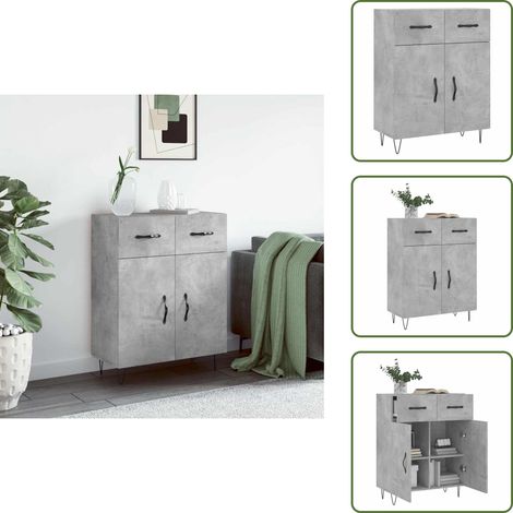 Buffet gris béton 69,5x34x90 cm bois d'ingénierie - Buffet Moderne - Buffet Design - Armoire Rangements - Meuble Rangement - Mobilier Salon (1/5)