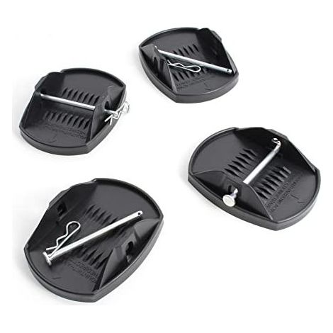 XPOtool Lot de 4 Plaques d’Appui – 180 x 145 x 50 mm – capacité Max. 4 t – avec Broche en métal – Patin Coupelle de Support Caravane Camping-Car Cales de Support Pied de Vérin (1/5)