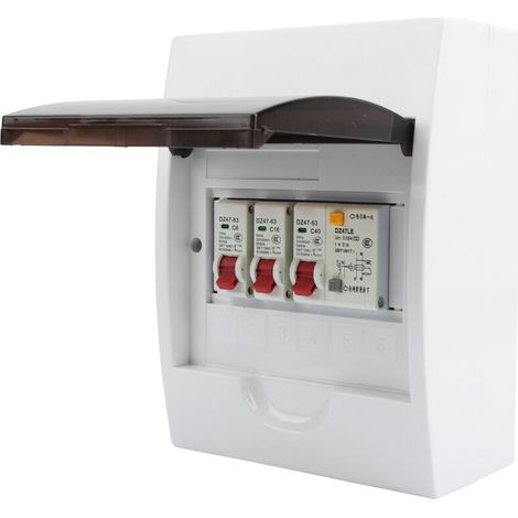 Boîtier électrique 2 modules 40A 30mA disjoncteur différentiel + 2 disjoncteurs pour garage et bâtiment résidentiel
