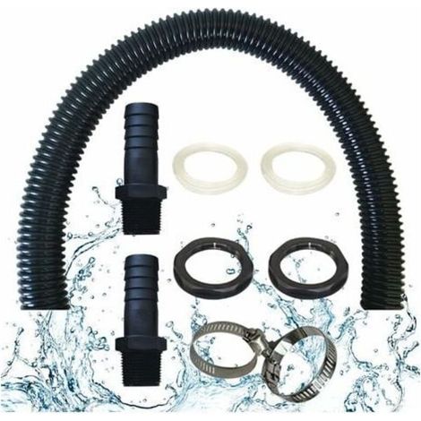 Tuyau De Raccordement Du Recuperateur D Eau De Pluie, Y Compris 2 Douilles De Tuyau Avec Contre-Écrou - Kit De Raccordement Pour Tonneau De Pluie (50cm) (1/5)