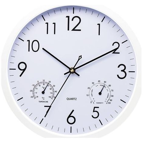 Round Non-Ticking Wall Clock, Modern Quartz Wall Clock, No Ticking Noise, Large Wall Clock for Kids, White, 12 Inch (1/5)