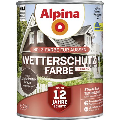 Alpina Wetterschutzfarbe 2,5 L schokobraun Holzschutzfarbe