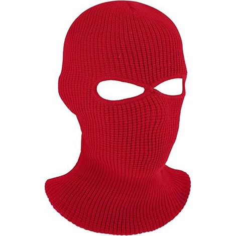 Strick-Ski-Maske mit 2 Löchern, warm & winddicht, rot, für Damen & Herren (1/5)