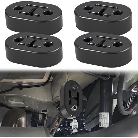 Lot de 4 pots d'échappement en caoutchouc - 2 trous - 12 mm - Support de pot d'échappement - Support de pot d'échappement de voiture - Résistant aux hautes températures - Pour la plupart des voitures (1/5)
