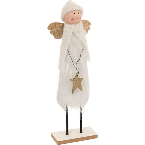 Déco de Noël Ange en textile avec Étoile en bois pailleté doré H 31 cm - Feeric Christmas (1/3)