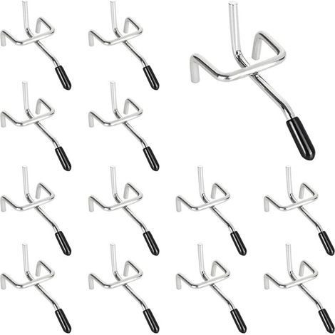 25 Metall-Lochwandhaken (5 cm, silber) zur Organisation von Werkbankwerkzeugen und Werkstattregalen. (1/4)
