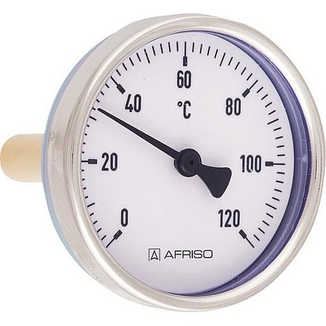 Thermomètre bimétal 0 - 120°C, 1/2", 63 mm, Boitier en acier tolé
