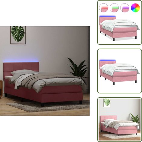 Boxspringbett mit Matratze Rosa 80x220 cm Samt - Boxspringbett - Boxspringbetten - Bett - Schlafzimmermöbel (1/5)