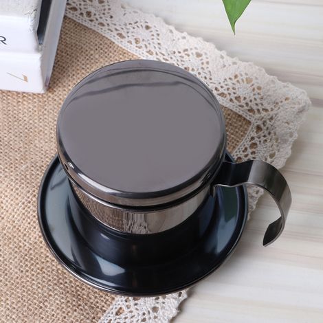 Cafetière portable à filtre en acier inoxydable pour la maison, la cuisine, le bureau et les activités de plein air (noir) (1/5)
