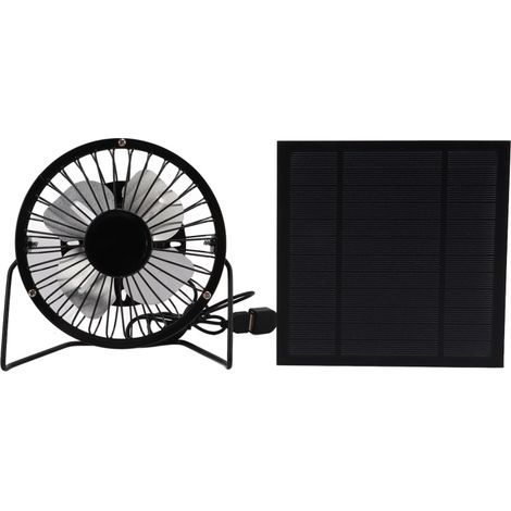 Ventilateur de refroidissement en fer alimenté par panneau solaire mini USB 5W avec batterie externe pour la maison, le bureau et l'extérieur (1/5)