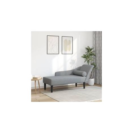 Chaise longue avec coussins gris clair tissu (1/5)